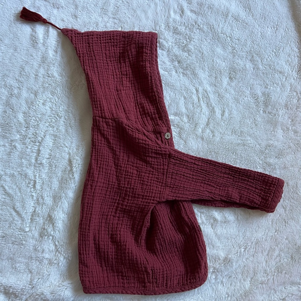 Burgundy Hooded Linen Jacket